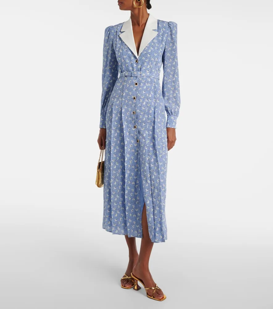 Alessandra Rich Floral silk shirt dress