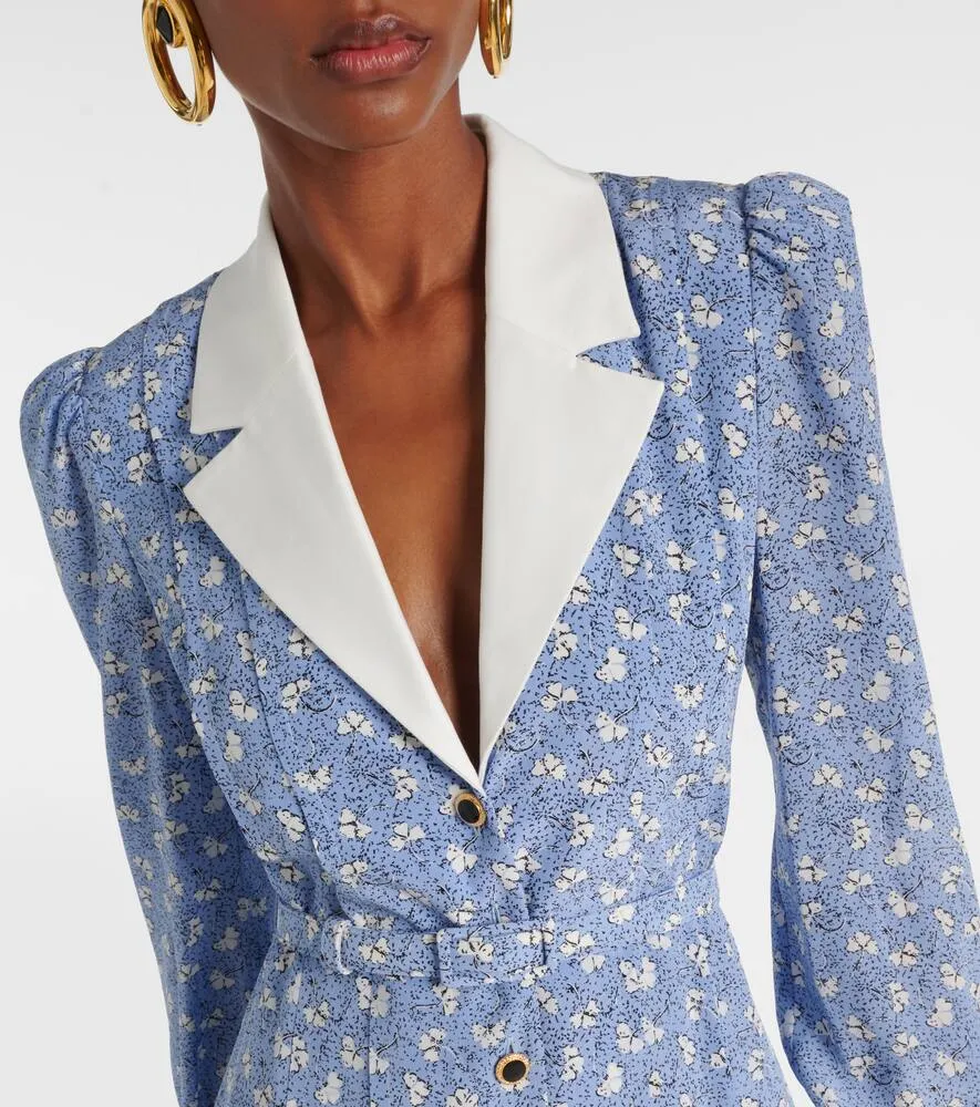 Alessandra Rich Floral silk shirt dress