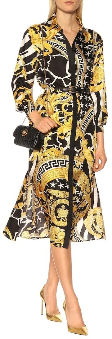 Baroque Silk Midi Dress