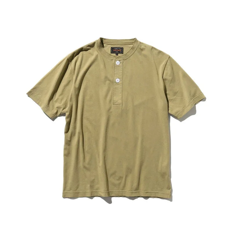 BEAMS PLUS Henley-Neck Tee 30/- Olive