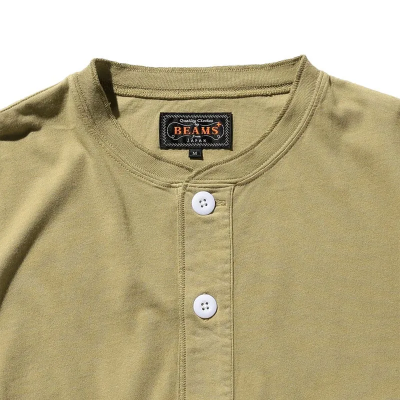BEAMS PLUS Henley-Neck Tee 30/- Olive