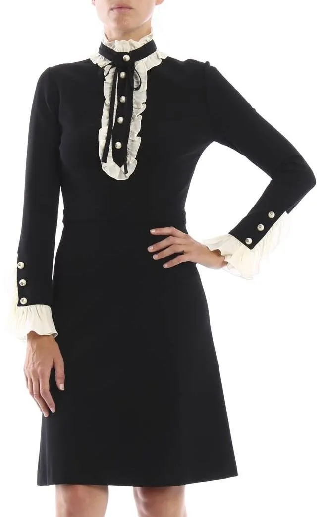 Black & White Contrast Ruffle Dress