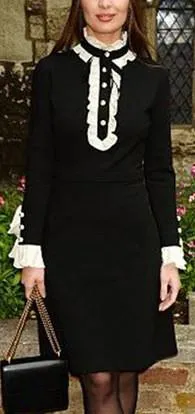 Black & White Contrast Ruffle Dress