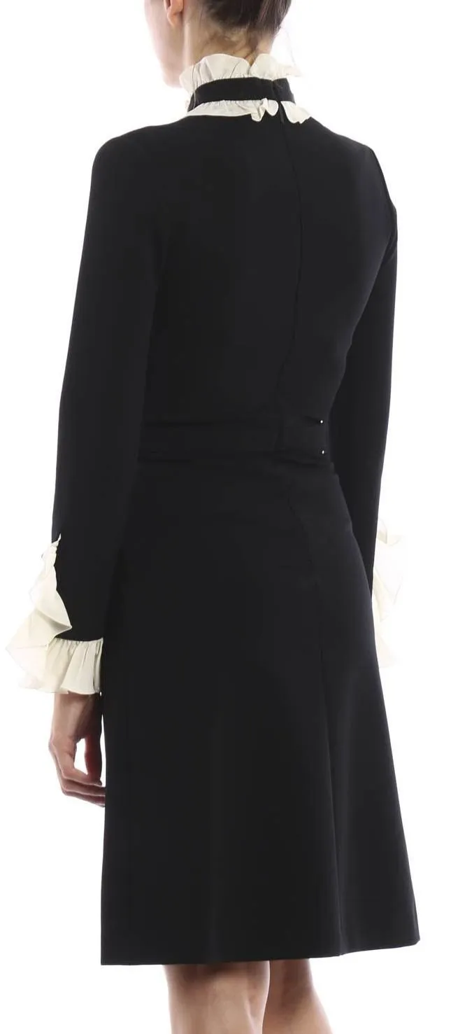 Black & White Contrast Ruffle Dress
