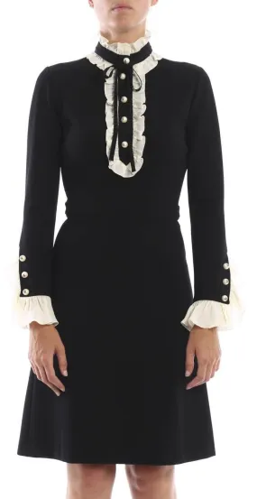 Black & White Contrast Ruffle Dress