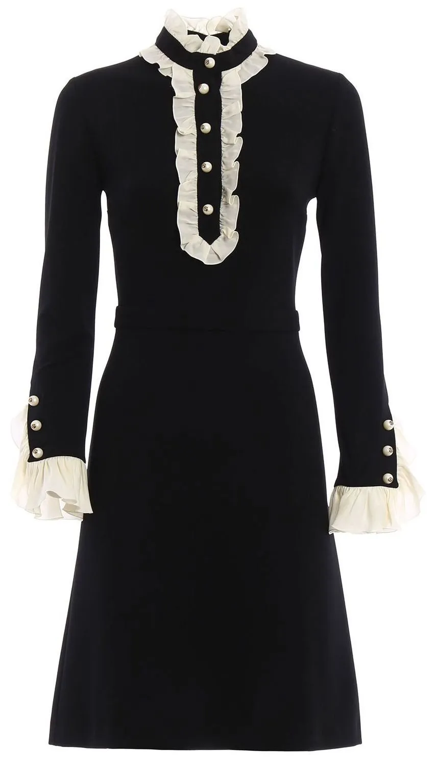 Black & White Contrast Ruffle Dress