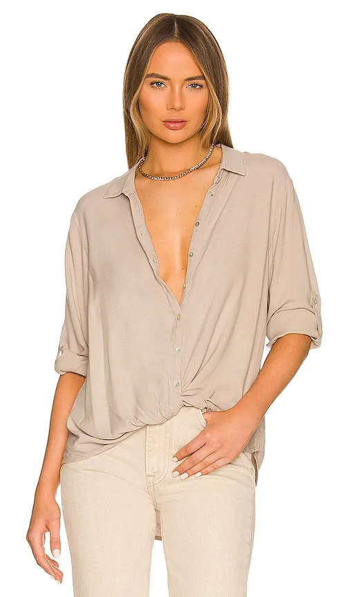 Bobi Button Up Tee in Tan