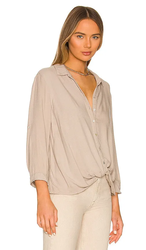 Bobi Button Up Tee in Tan