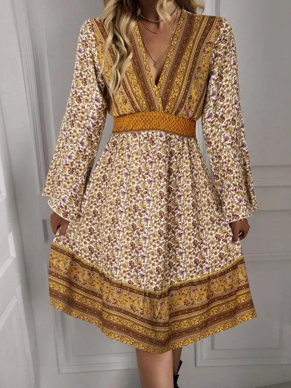 Boho Chic Long Sleeve Flowy Maxi Dress - Stylish Women's Dress for All Occasions