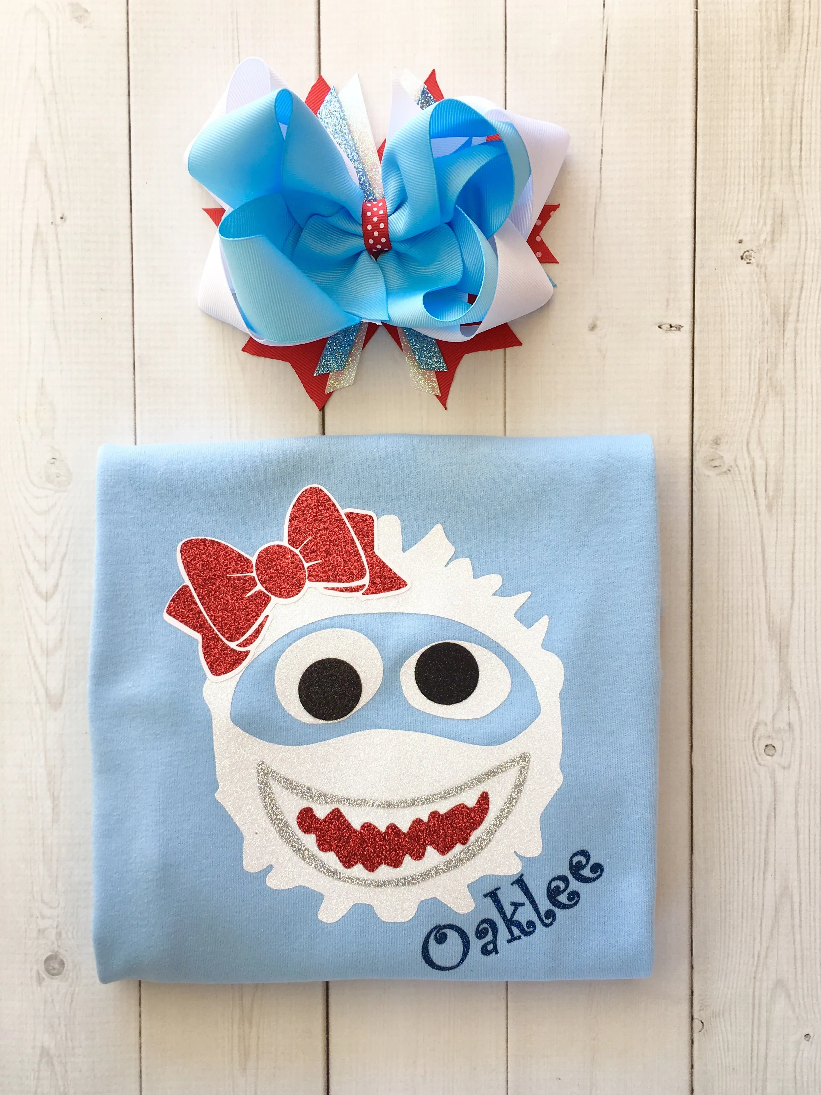 Christmas Yeti Girl Glitter Shirt Only