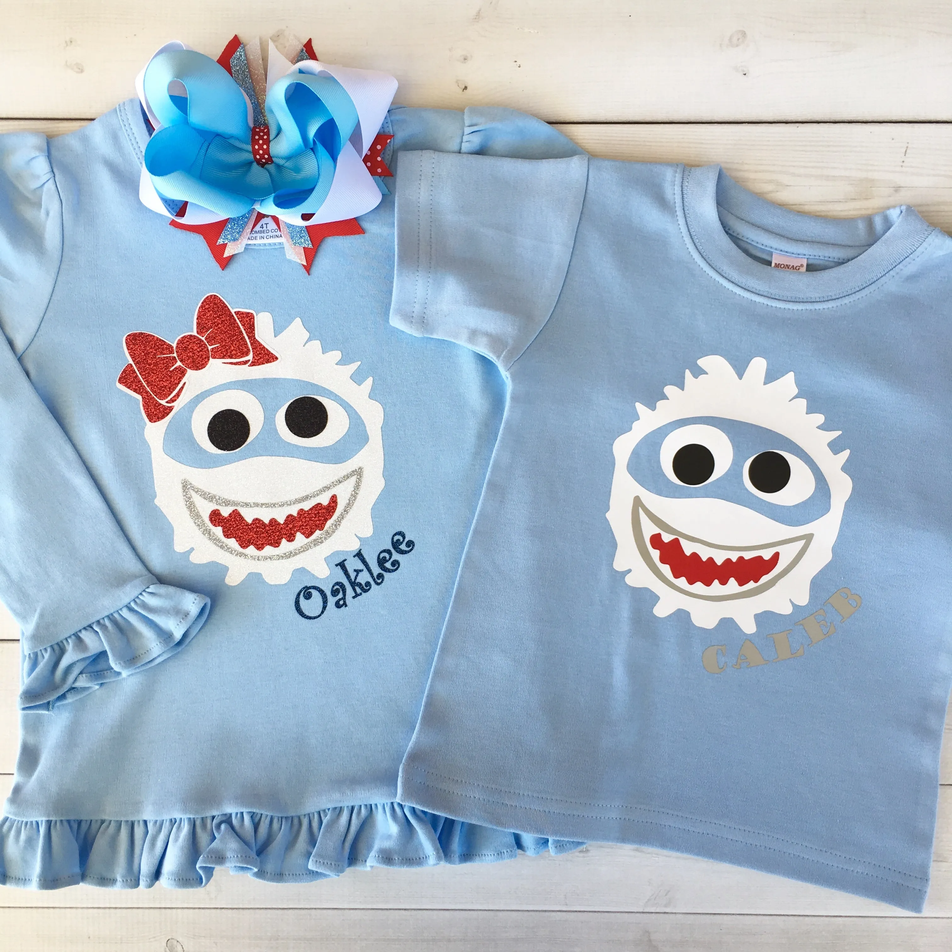 Christmas Yeti Girl Glitter Shirt Only