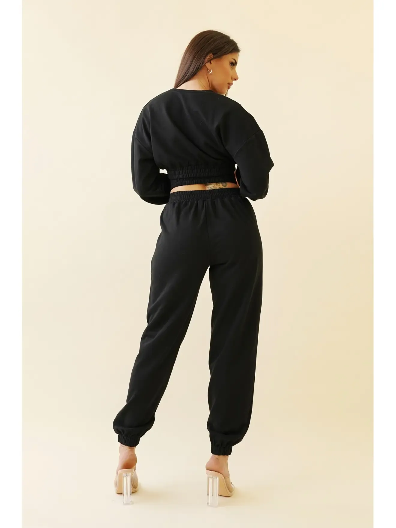 Criss Cross Jogger Crop Sweatshirt Set