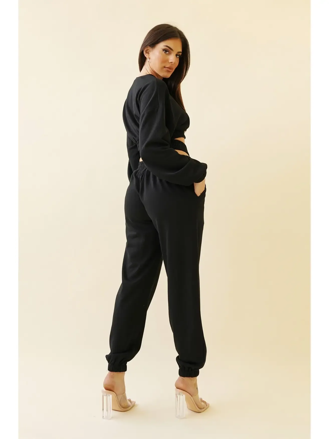 Criss Cross Jogger Crop Sweatshirt Set