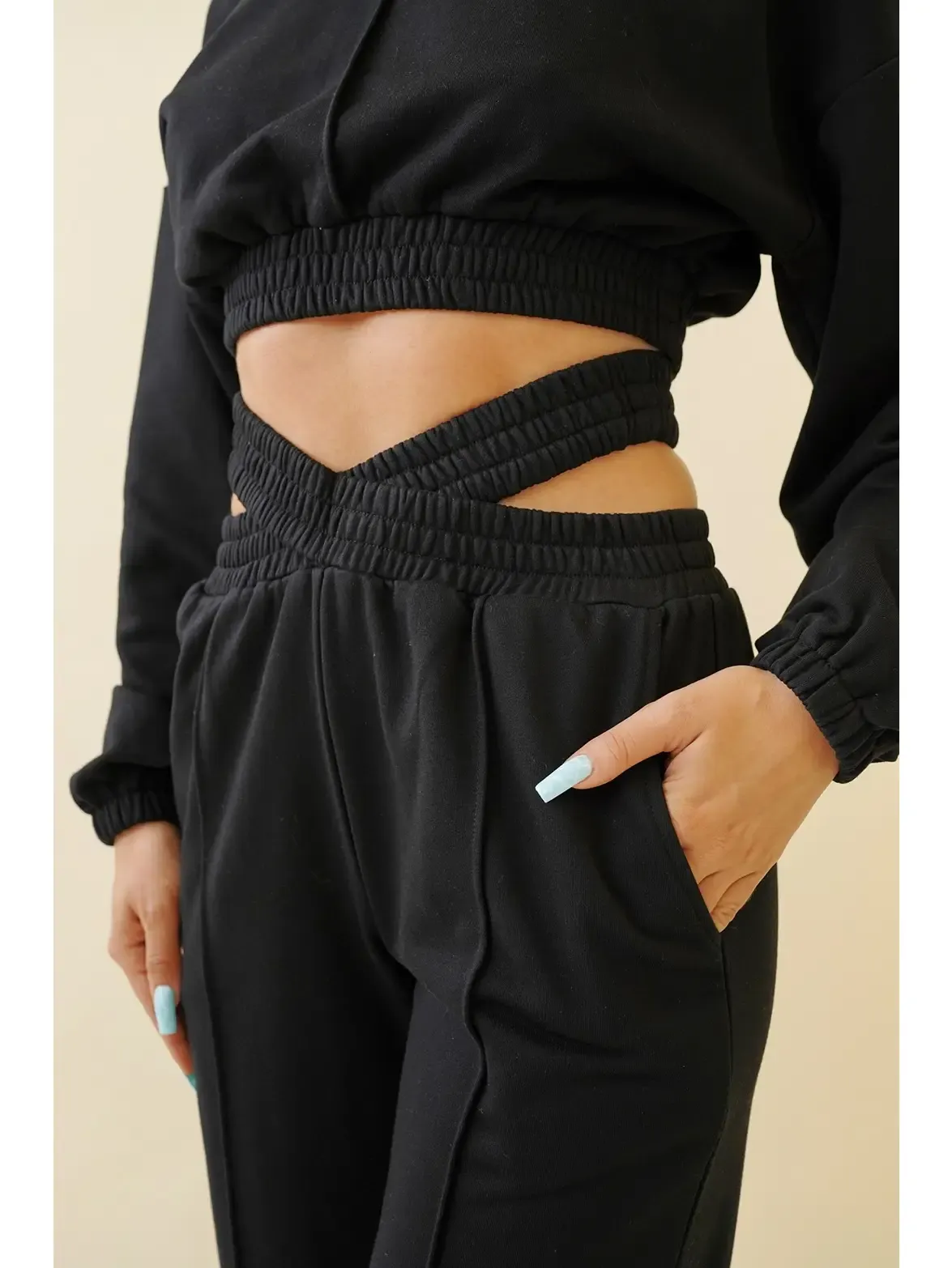 Criss Cross Jogger Crop Sweatshirt Set