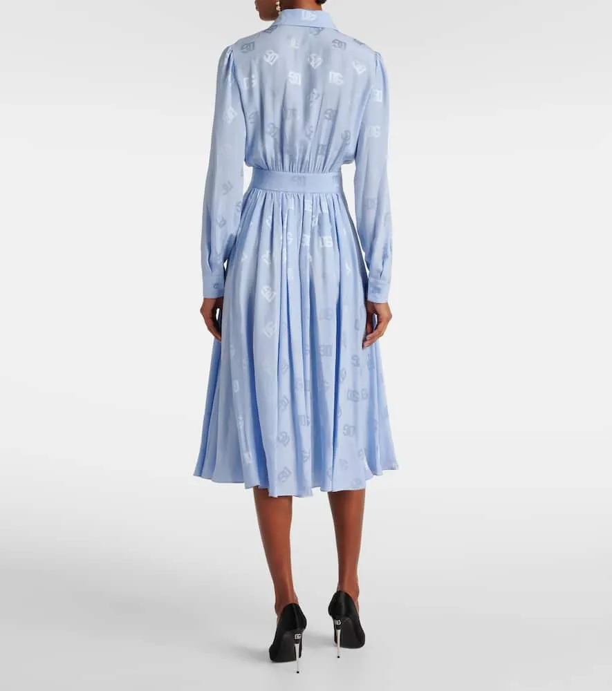 Dolce&Gabbana DG pleated silk shirt dress