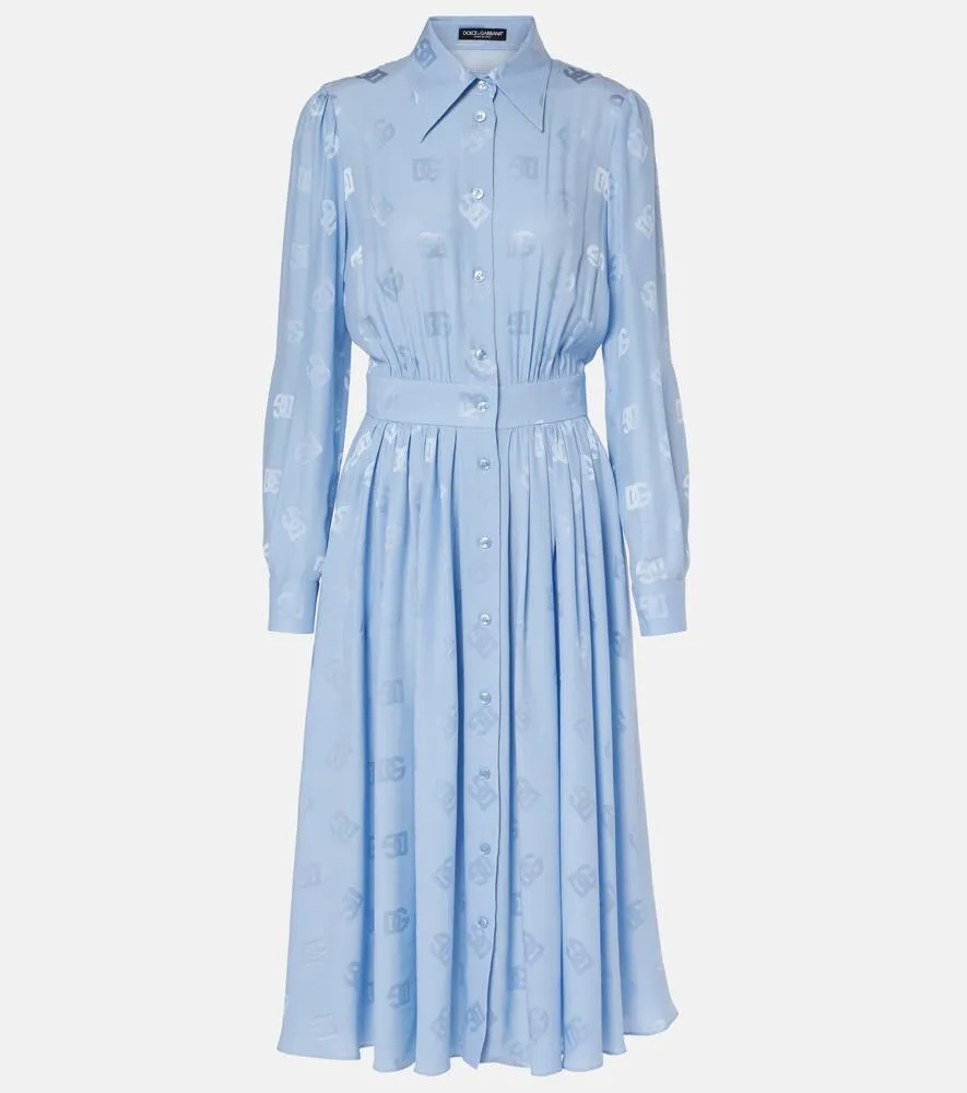 Dolce&Gabbana DG pleated silk shirt dress