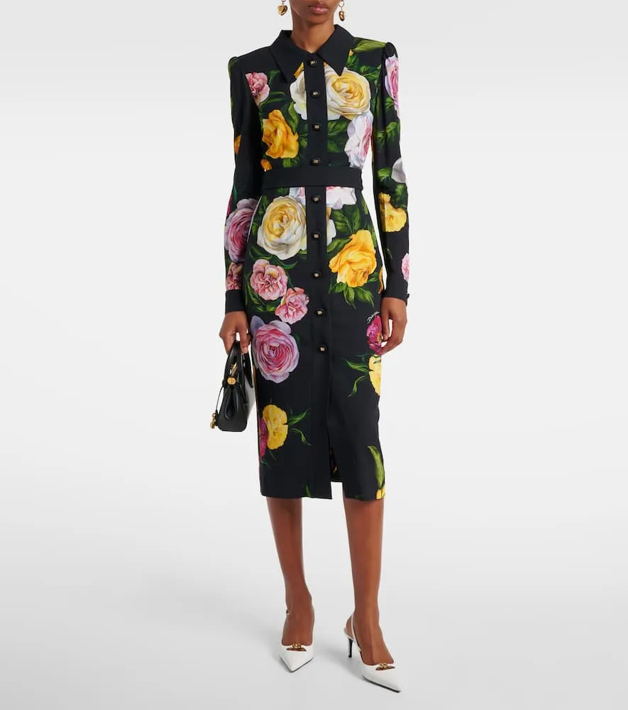 Dolce&Gabbana Longuette floral cady shirt dress