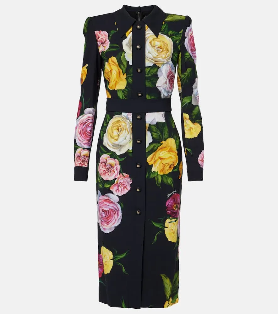 Dolce&Gabbana Longuette floral cady shirt dress