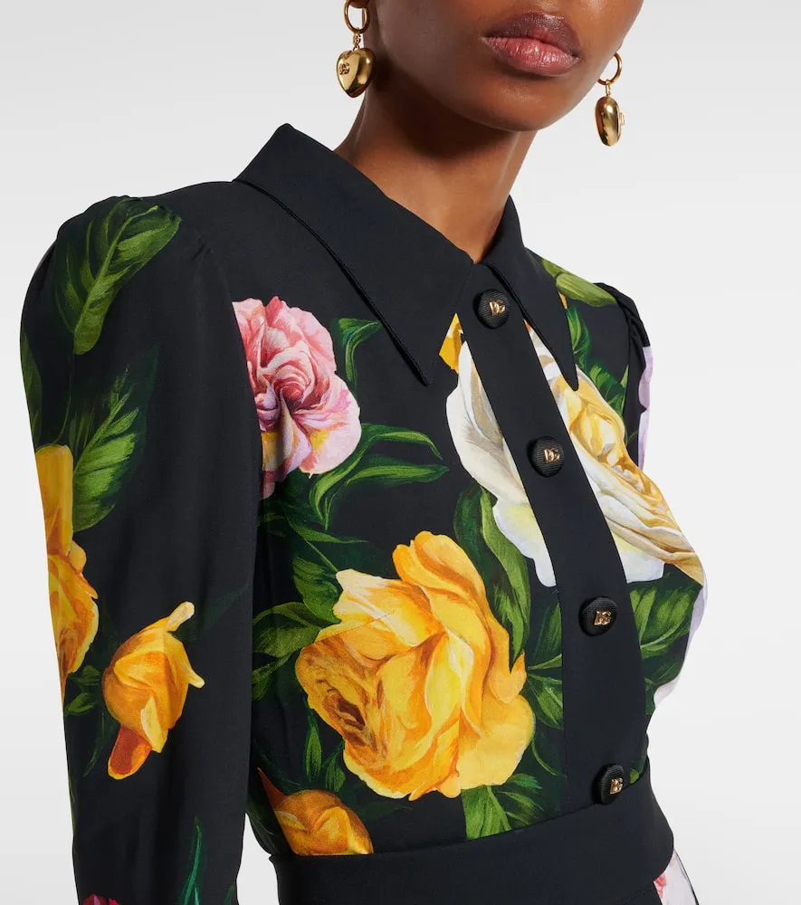 Dolce&Gabbana Longuette floral cady shirt dress
