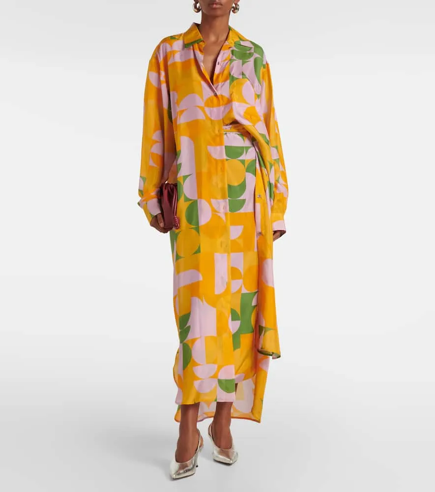 Dries Van Noten Printed silk pongee shirt dress