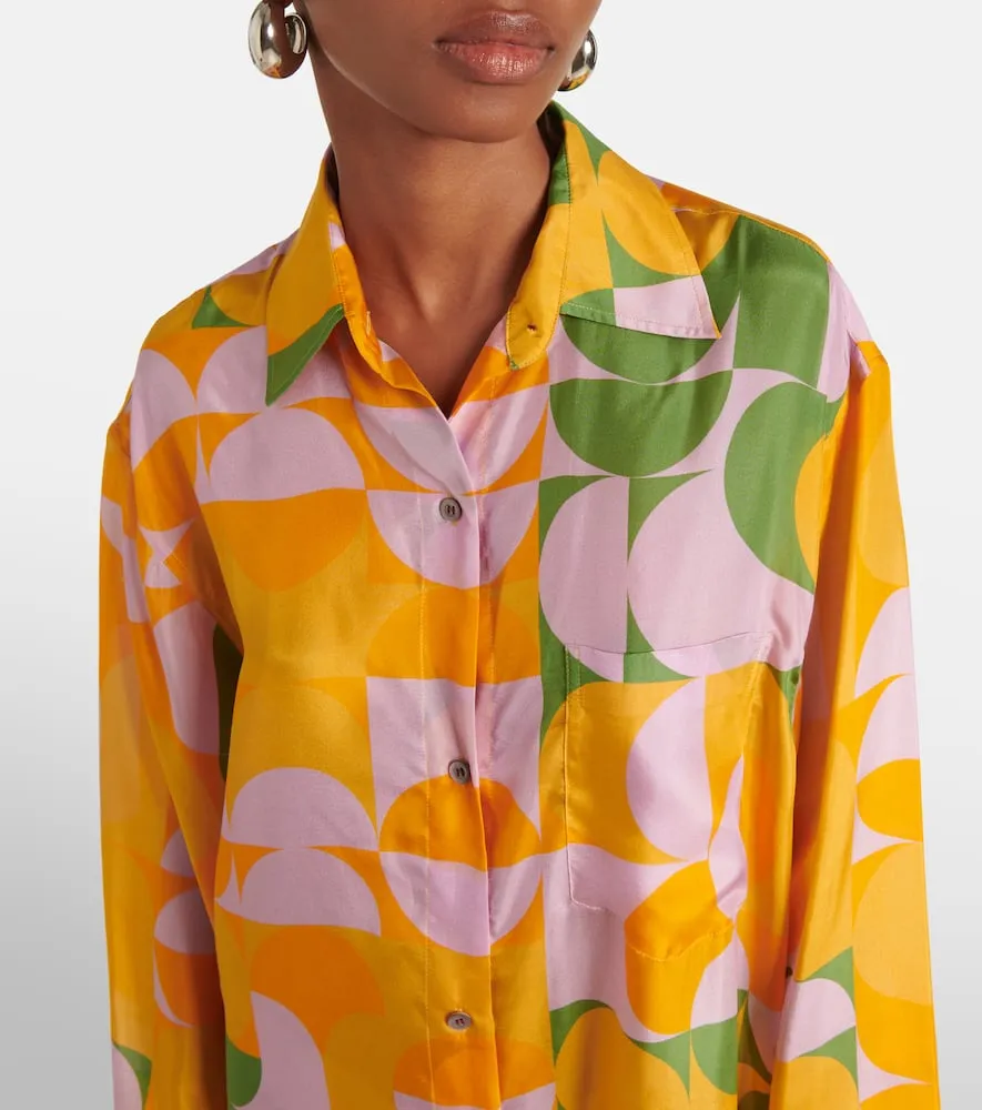 Dries Van Noten Printed silk pongee shirt dress