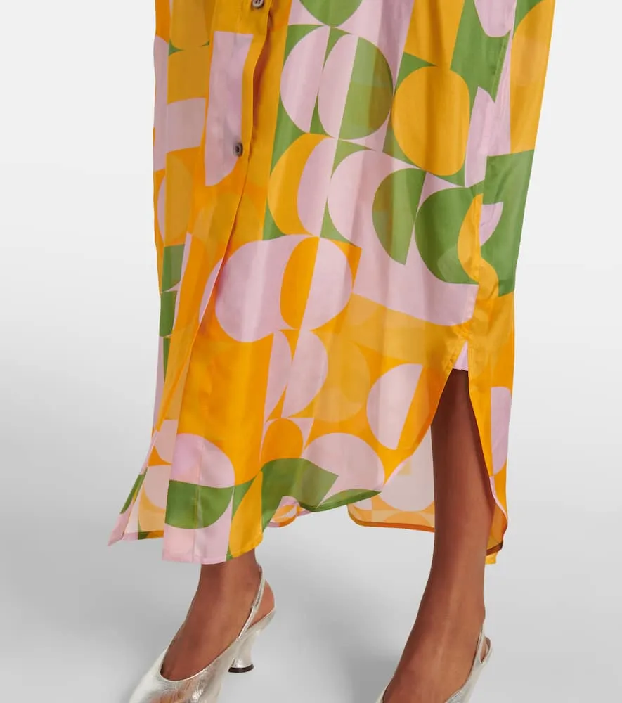 Dries Van Noten Printed silk pongee shirt dress
