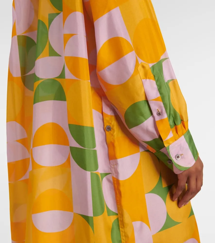 Dries Van Noten Printed silk pongee shirt dress
