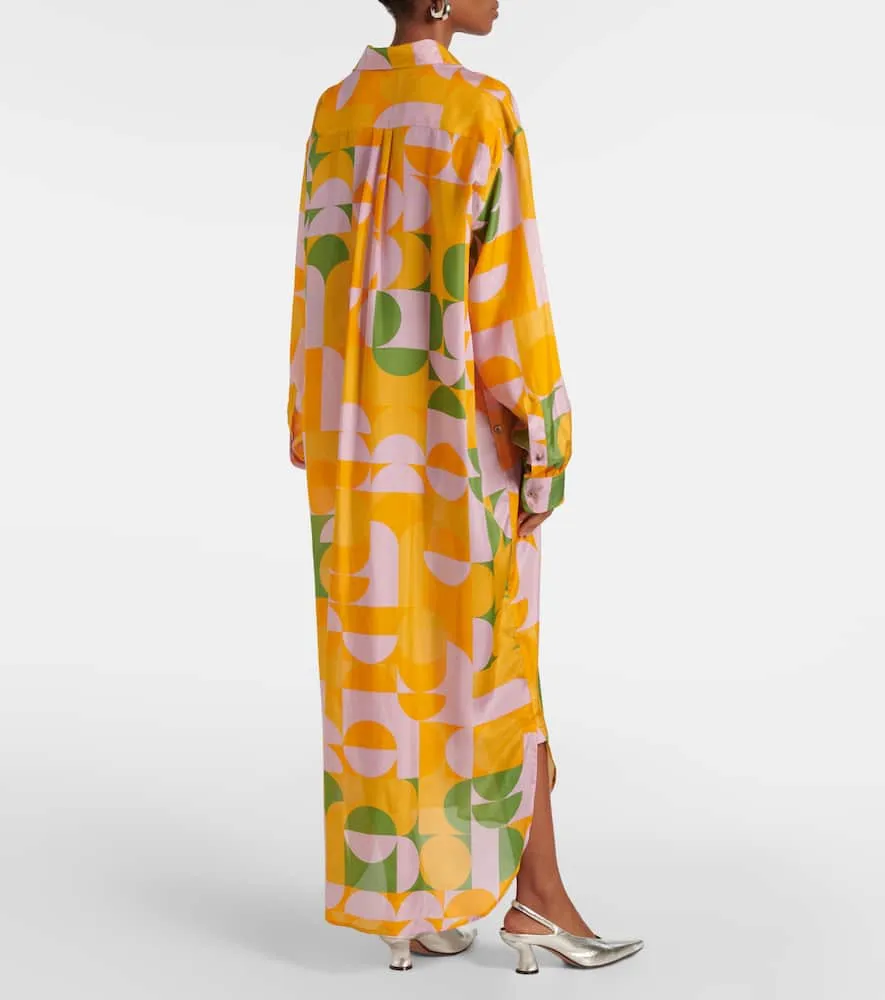 Dries Van Noten Printed silk pongee shirt dress