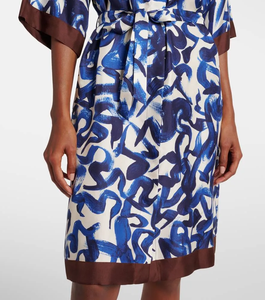 Dries Van Noten Printed silk satin shirt dress