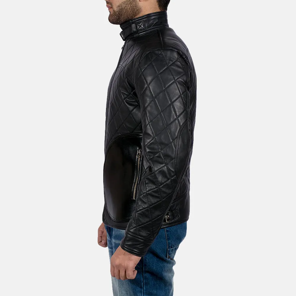 Equilibrium Black Leather Jacket Up to 5XL