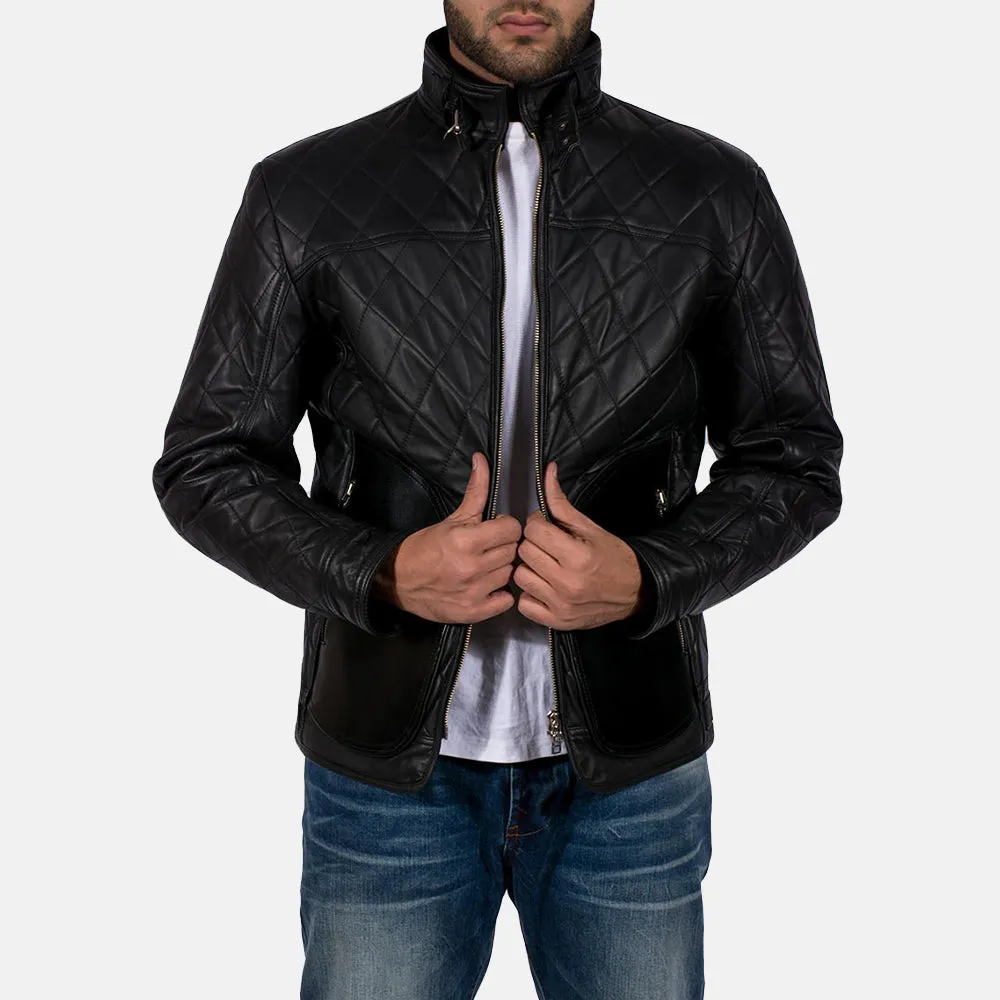 Equilibrium Black Leather Jacket Up to 5XL