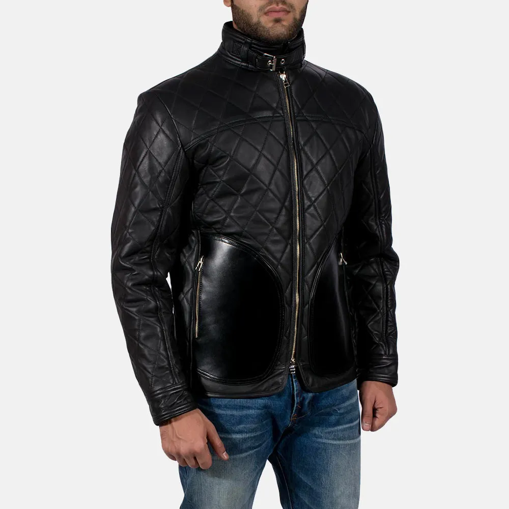 Equilibrium Black Leather Jacket Up to 5XL