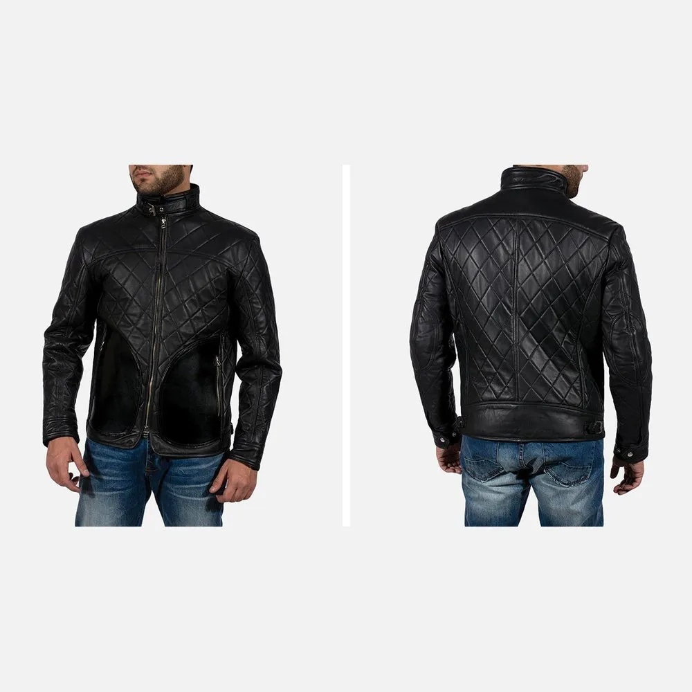 Equilibrium Black Leather Jacket Up to 5XL