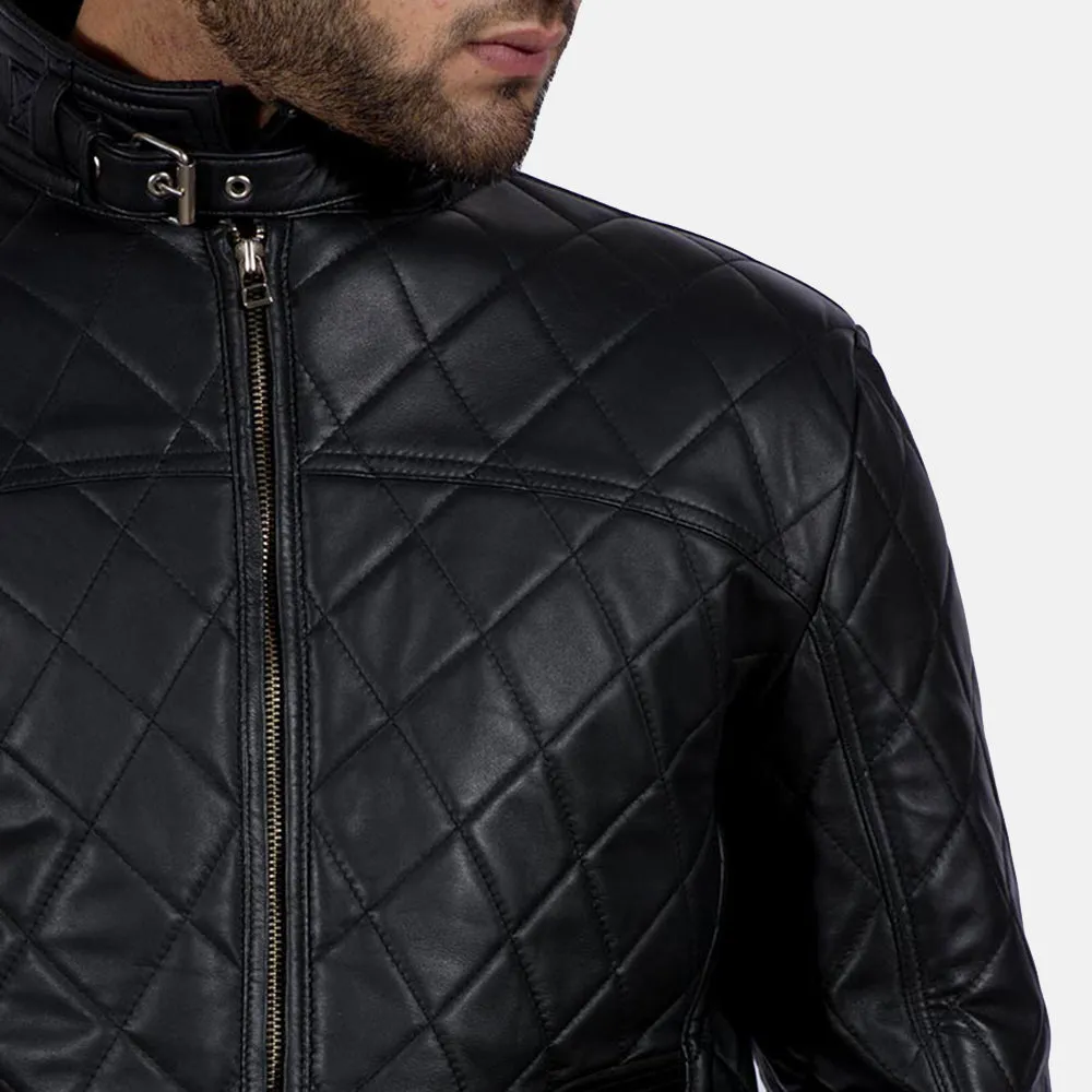 Equilibrium Black Leather Jacket Up to 5XL