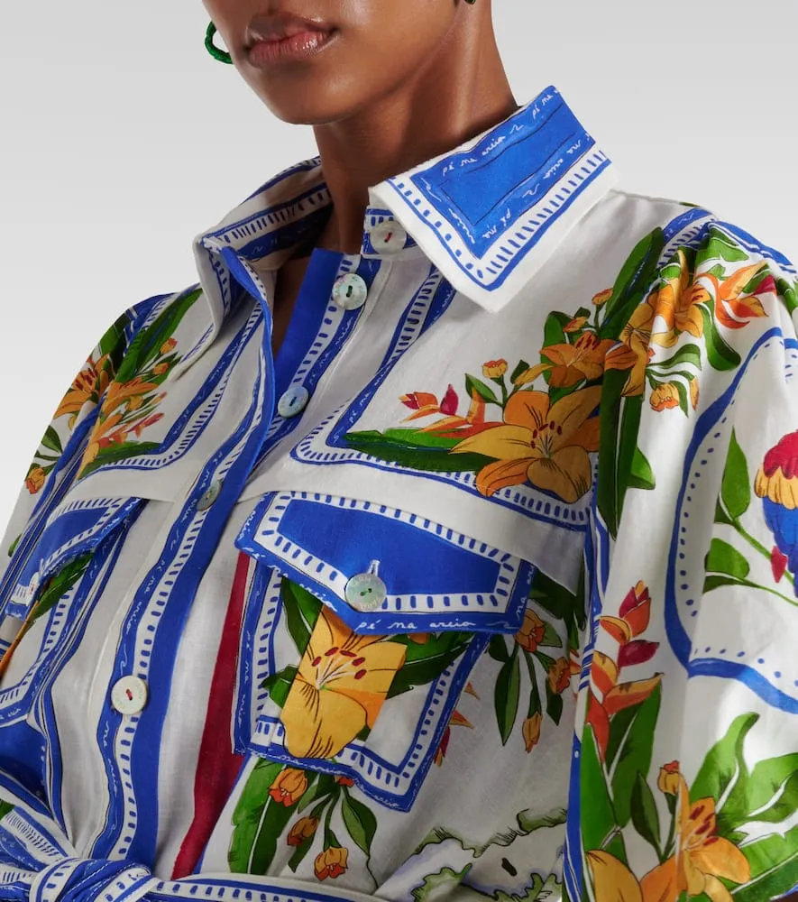Farm Rio Tropical Destination cotton-blend shirt dress