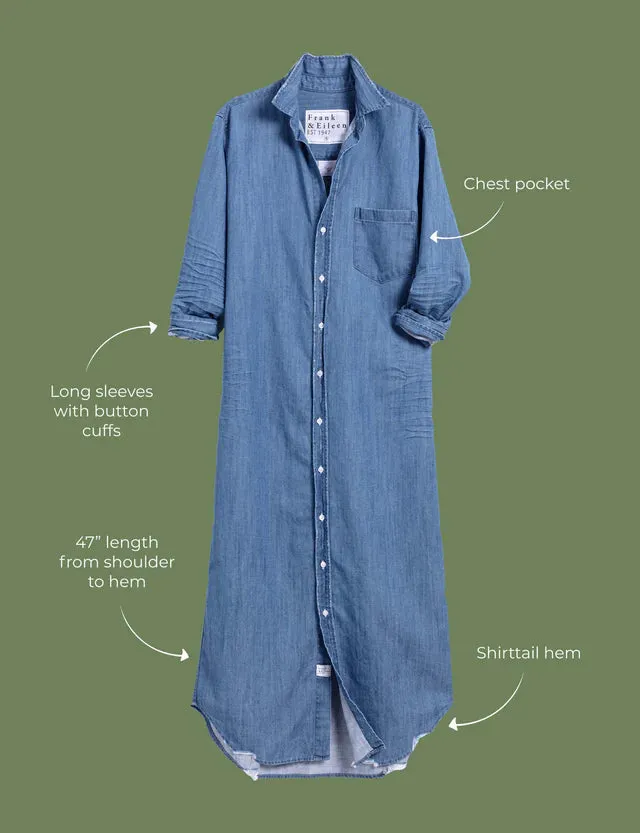 Frank and Eileen Rory Maxi Shirtdress in Vintage Stonewashed Indigo