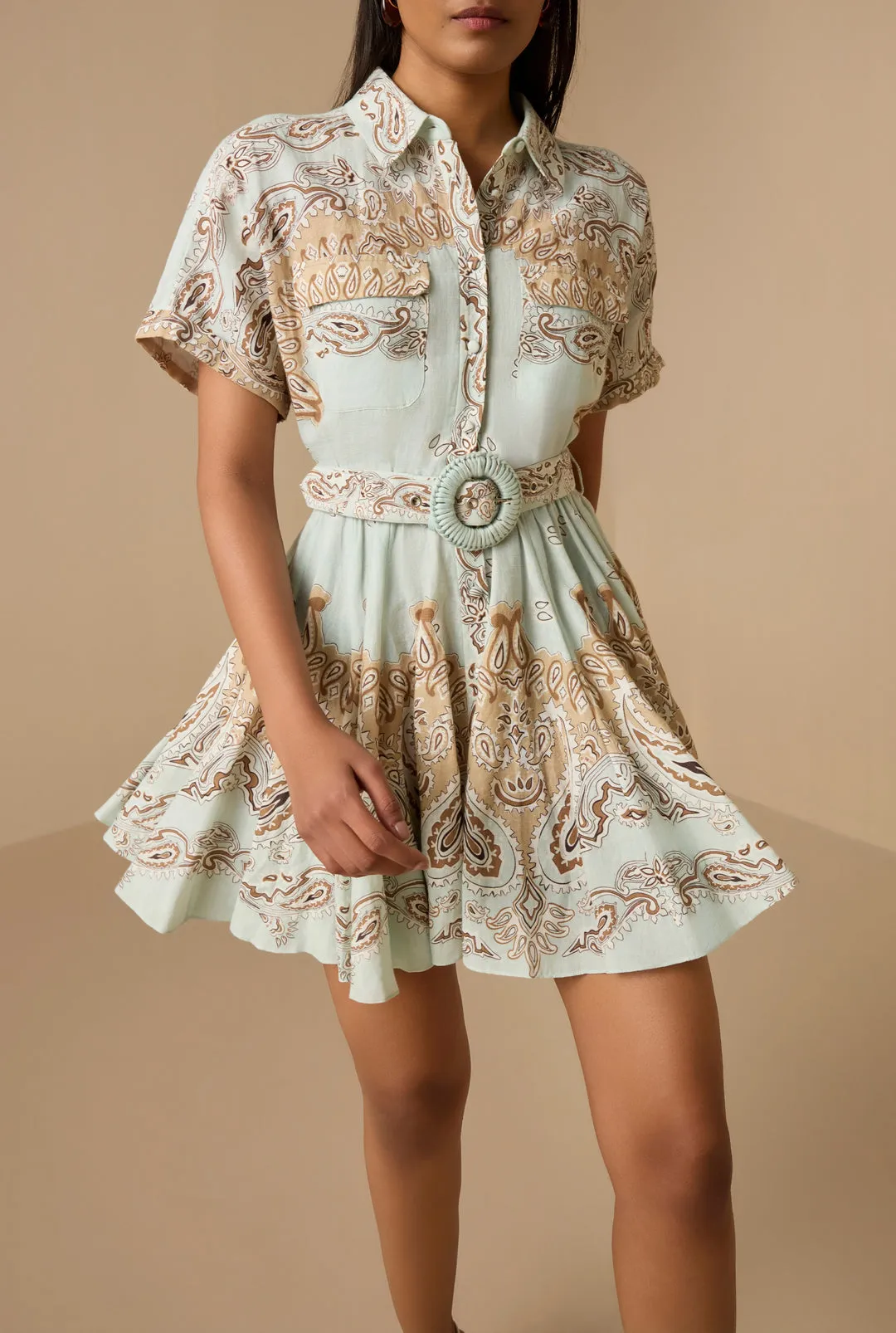 Hemant & Nandita Navi Short Dress With Buckle Belt