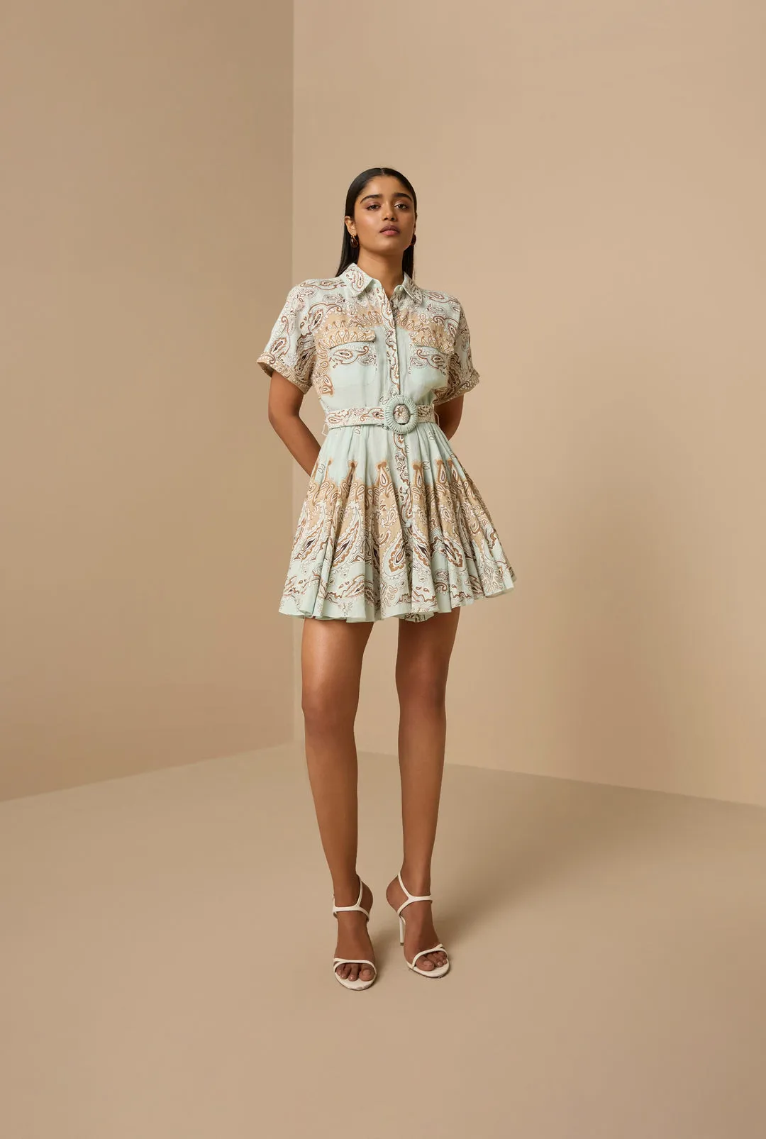 Hemant & Nandita Navi Short Dress With Buckle Belt