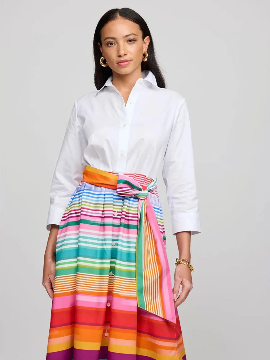 Hinson Wu Robin 3/4 Sleeve Stripe Dress in White Ombre
