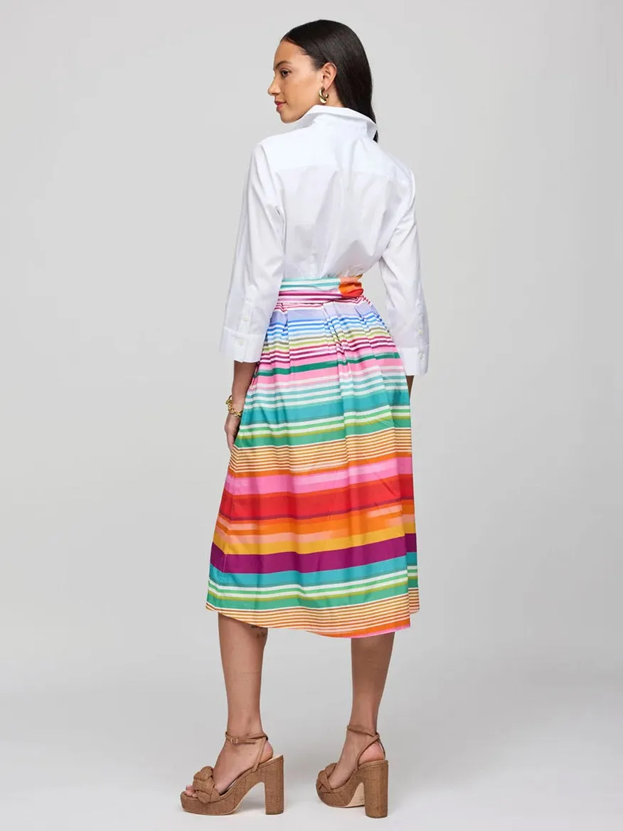 Hinson Wu Robin 3/4 Sleeve Stripe Dress in White Ombre