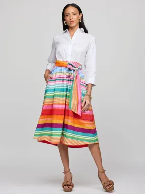 Hinson Wu Robin 3/4 Sleeve Stripe Dress in White Ombre