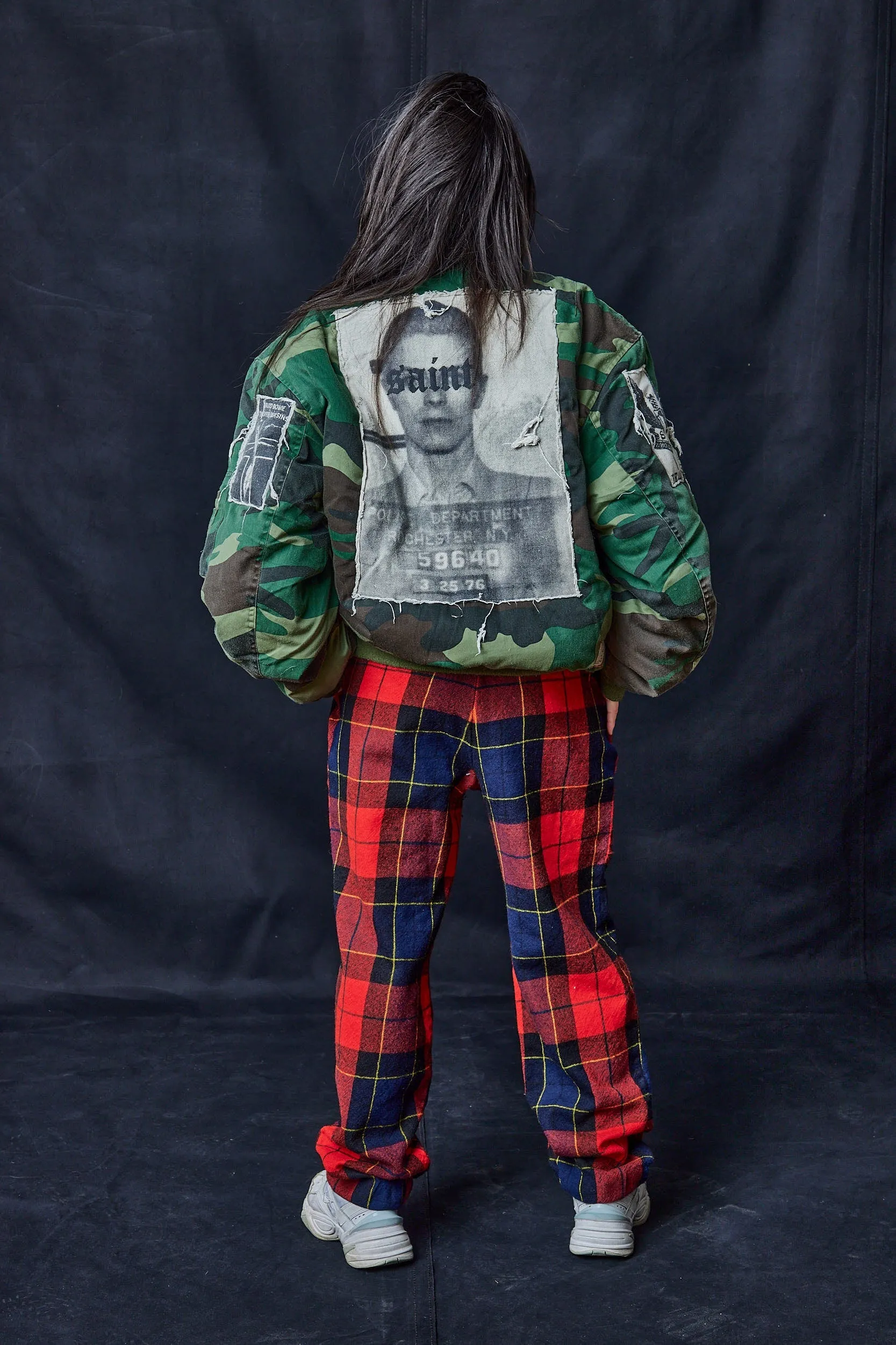 Khaki Patched Camouflage Print Bomber