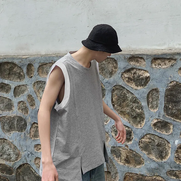 [Korean Style] Gray Cotton Sleeveless Tees