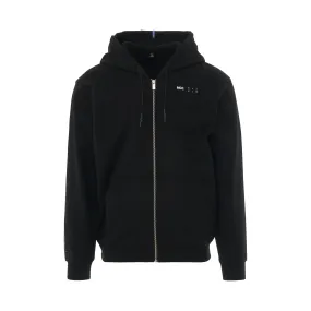 Logo Embroidered Relaxed Zip Hoodie in Black