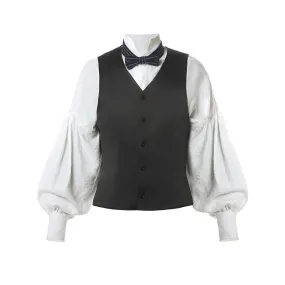 Men Renaissance Victorian Medieval Gentry Shirt With Vest