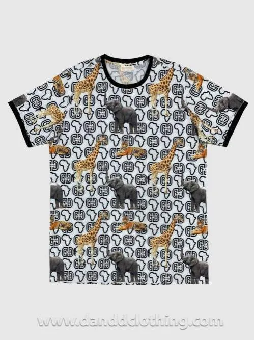 Men T-Shirt D&D Elephant White Print