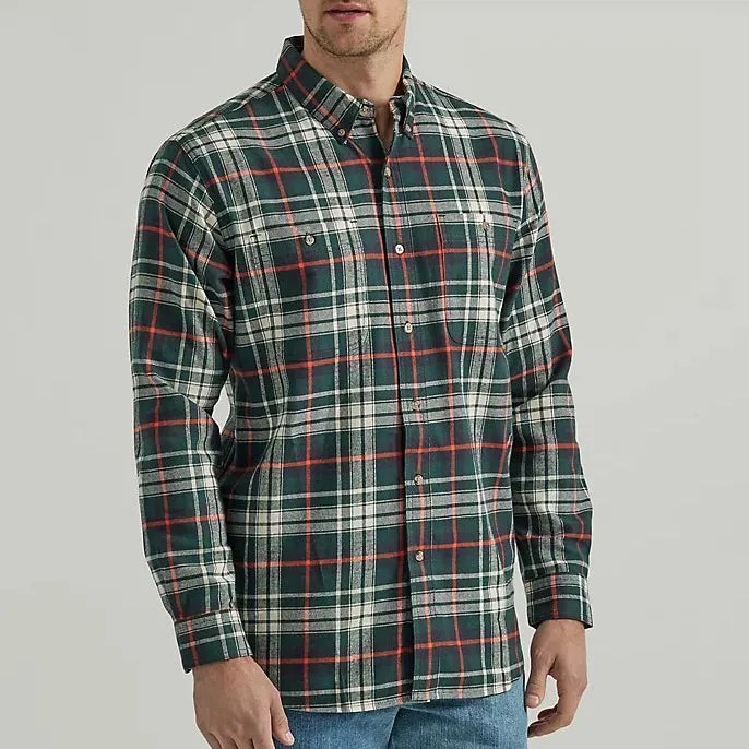 Men's Rugged Wear Long-Sleeve Flannel Plaid Button-Down Shirt 233038