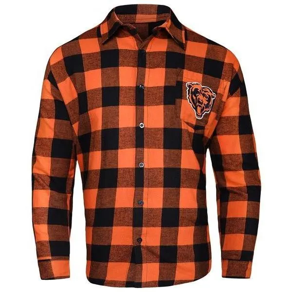 NFL Mens Officially Licensed Long Sleeve Large Check Flannel Shirts - Pick Your Team