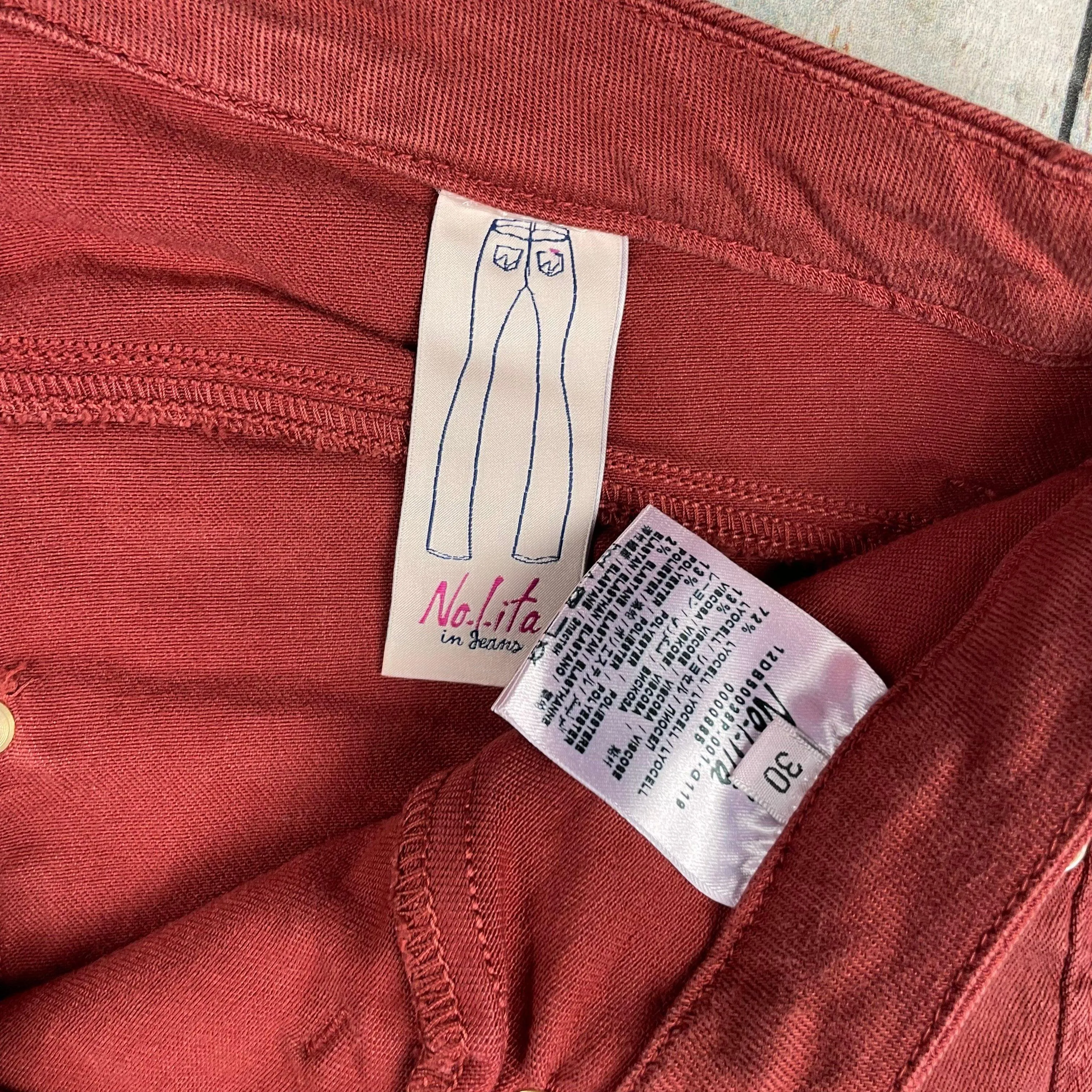 NWT -  Nolita in Jeans - Stunning Italian Brick Red Jeans  -Size 30