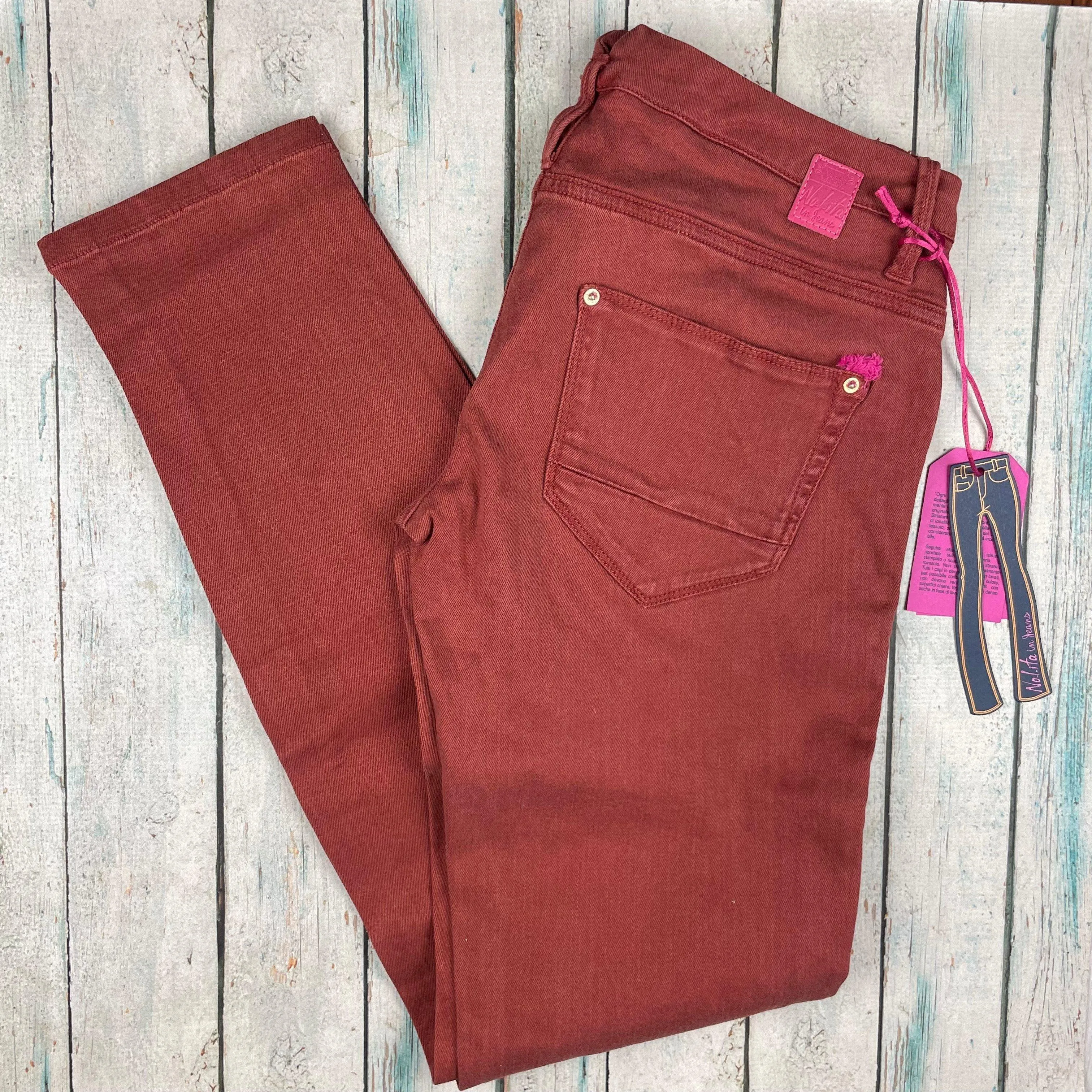 NWT -  Nolita in Jeans - Stunning Italian Brick Red Jeans  -Size 30